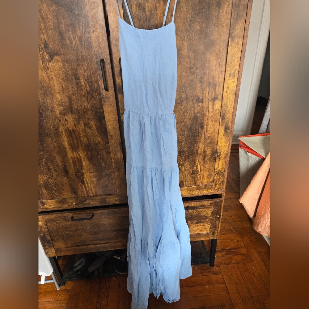 Light Blue Tiered Maxi Dress